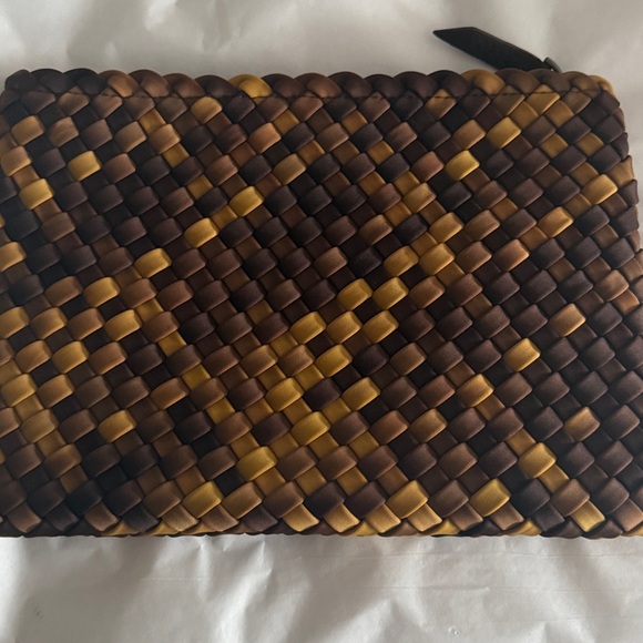 New Naghedi woven neoprene top zip clutch pouch. Color called fez or tortoise. - Picture 4 of 11